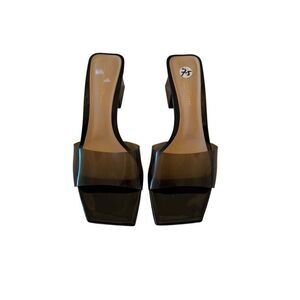 COPY - Womens Gianvito Rossi Black Slip on Transparent Strap Block Heel Mules S…